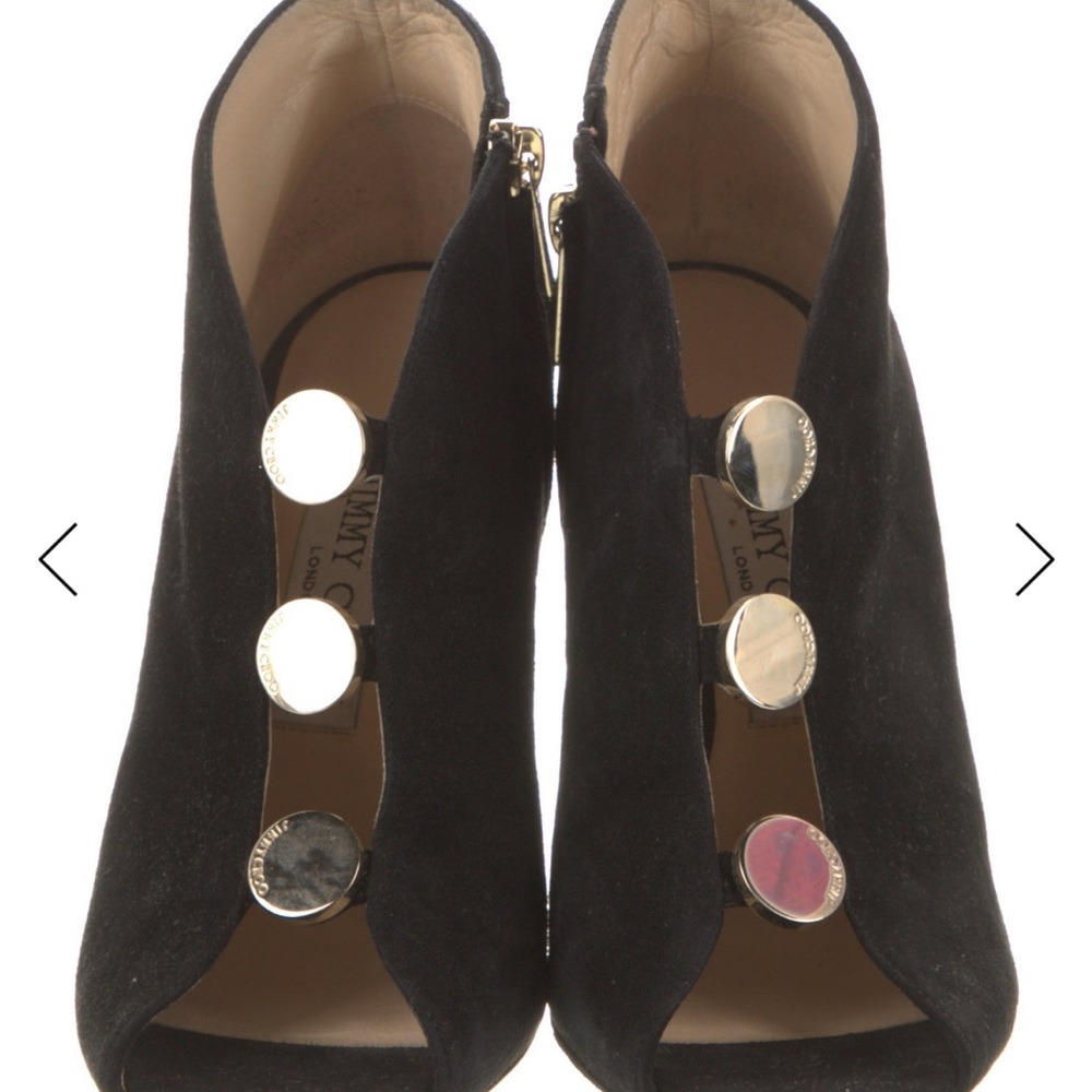 Jimmy Choo Black Suede Booties with Silver Accents